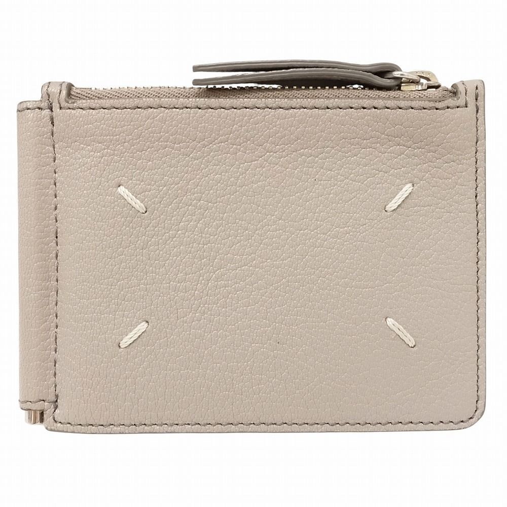 Maison Margiela メゾンマルジェラ マネークリップ 財布 二つ折り レザー 4つステッチ グレー系 メンズ レディース TNT