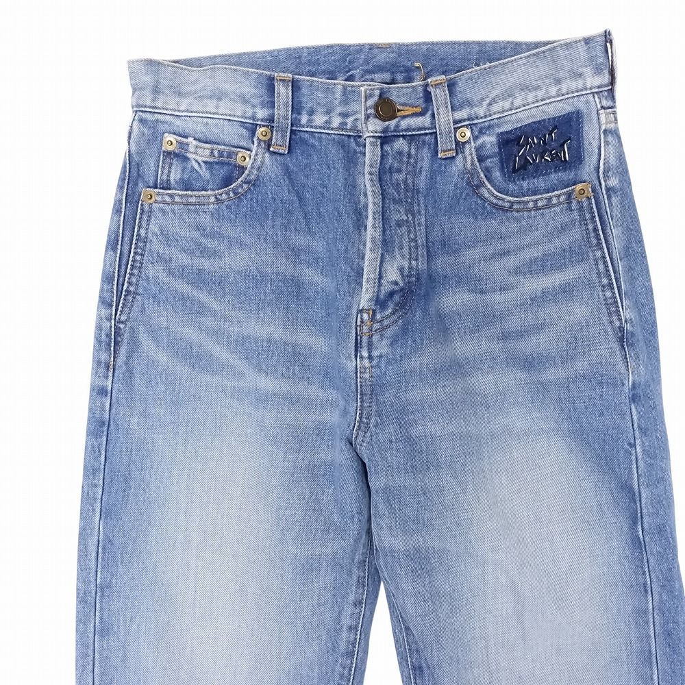 17aw SAINT LAURENT サンローラン デニム パンツ ロゴ刺繍 スリム