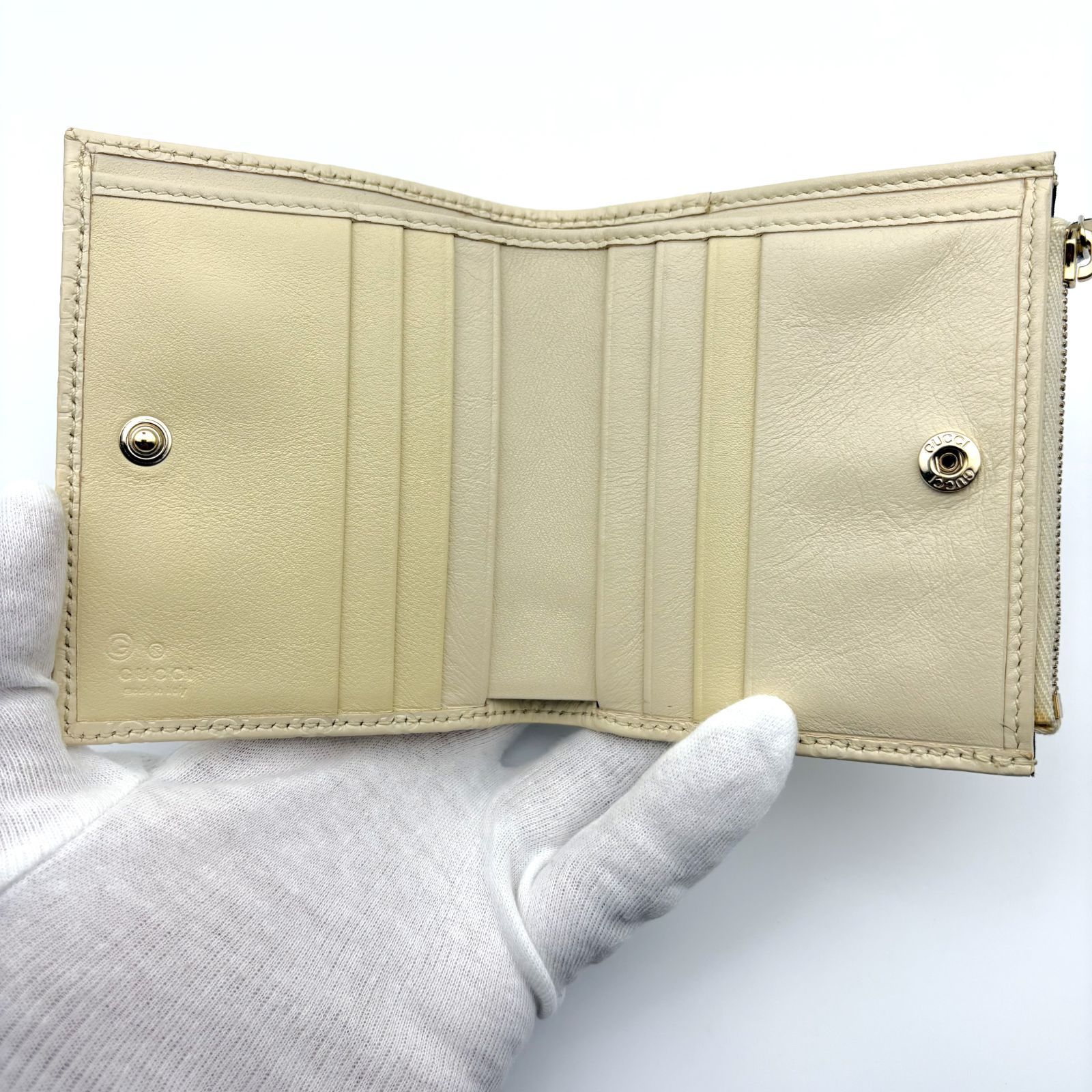 箱付／美品 】GUCCI グッチ マイクロGGシマ コンパクトウォレット ミニ
