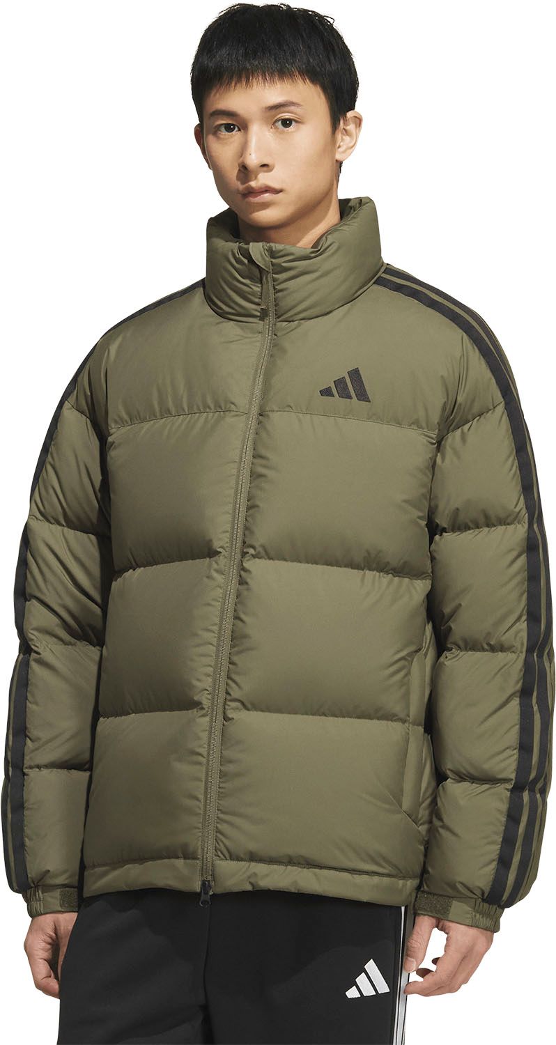 アディダス adidas スリーストライプス ルーズフィット ダウンジャケット メンズ 男性 断熱効果 アウター 上着 防寒着 ドローコード付き クライマウォーム ドライ 暖かい SU 251 KA 1192 オリーブストレータ