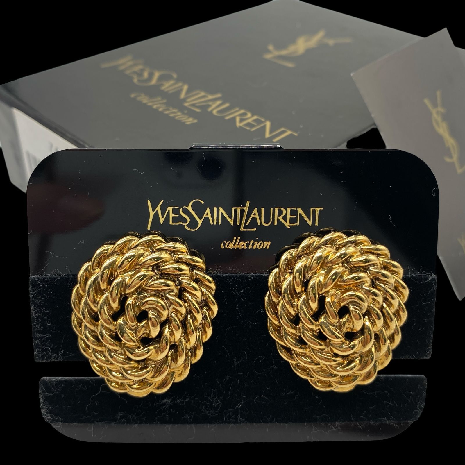 希少 美品 YVES SAINT LAURENT イヴサンローラン YSL 大ぶり 