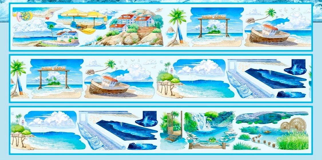 2510170 海風細語 海外マスキングテープ巻売り 風景マスキングテープ