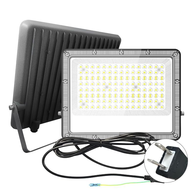 HIKARI LED投光器 100 W 作業灯 19600 lm led 屋外 IP 67防水 昼光色 6500 K 薄 85～265 V 省エネ 軽量 看板 駐車場 倉庫 工事用ライト 豪雨対応 A CBD JA