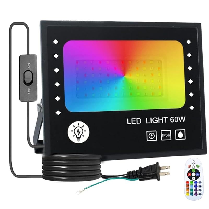 2024最新 RGBライト 投光器】 60W RGB投光器 LED雰囲気ライト 屋外