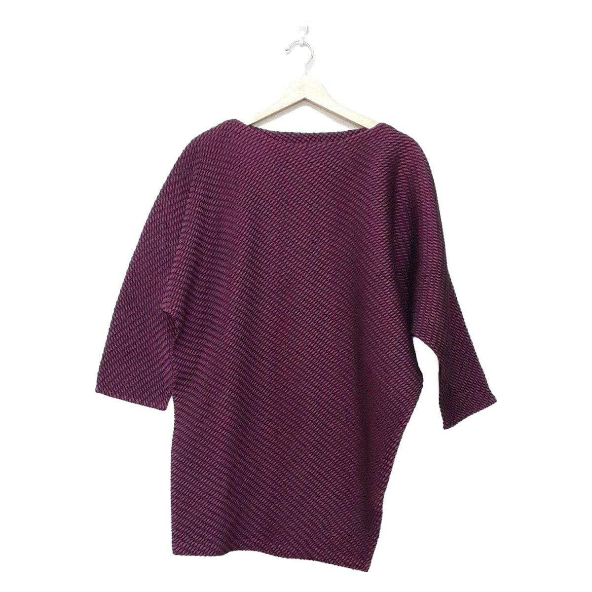 イッセイミヤケ チュニック サイズ2 M レディース パープル 黒 七分袖