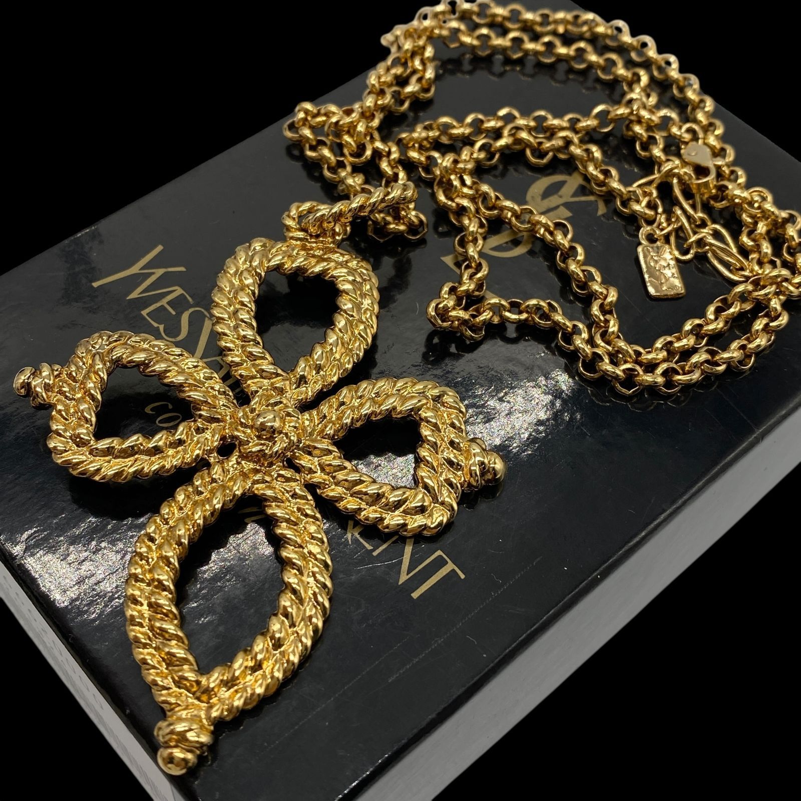 希少 美品 YVES SAINT LAURENT イヴサンローラン 大ぶり クロス 