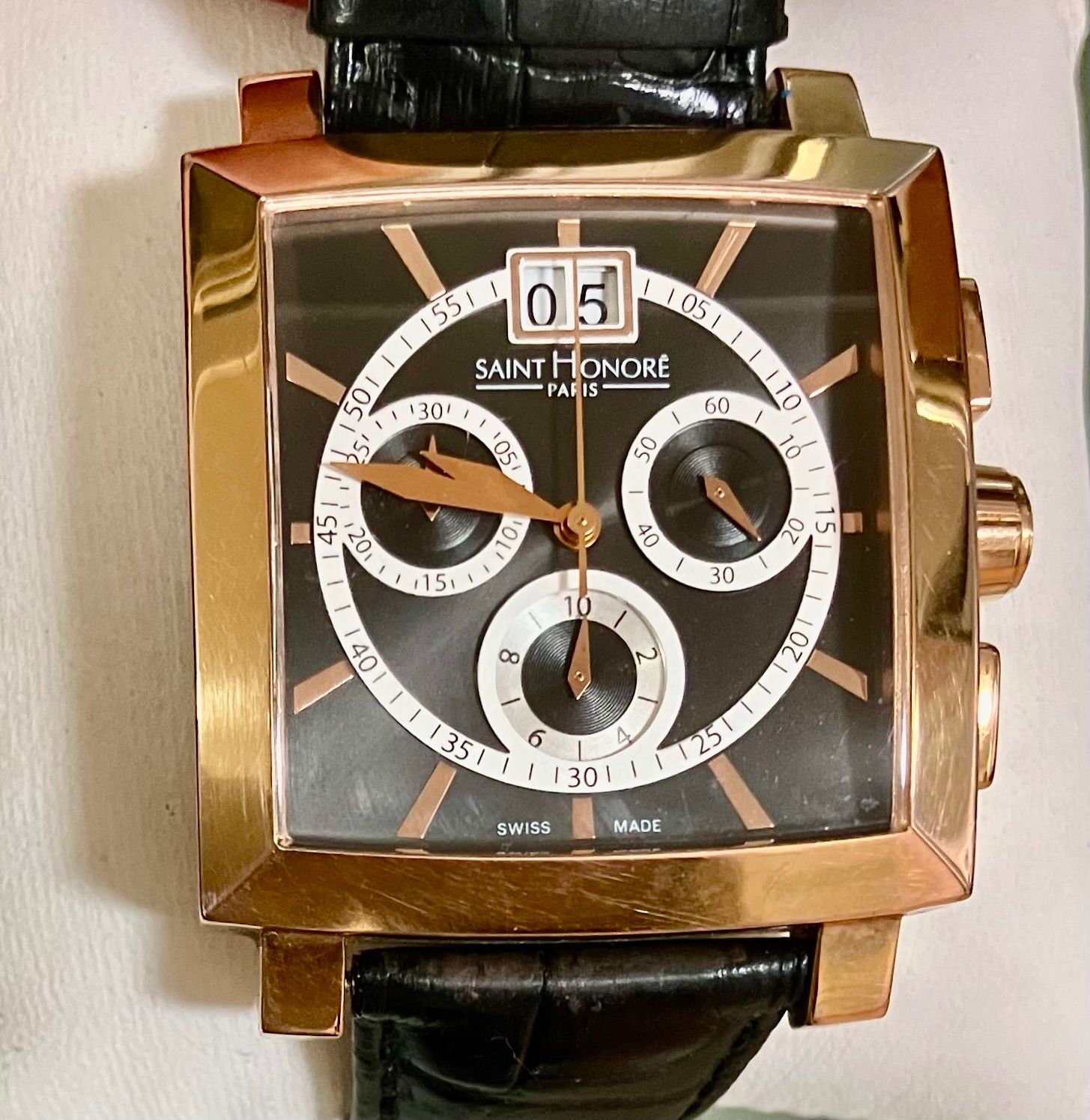 SAINT HONORE サントノーレ　稼働品 ☆稼働品☆SAINT HONORE サントノーレ☆クロノグラフ☆QZ☆デイト
