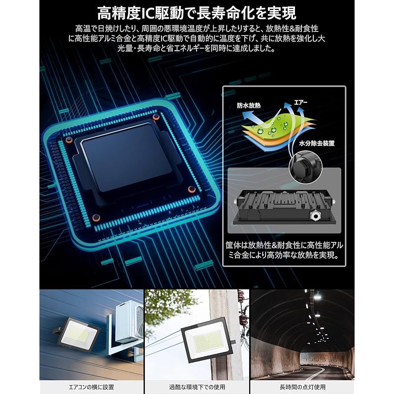 アウトドア MORSEN 投光器 led投光器 屋外 投光器100v 投光器防水 作業灯 500W 55000LM 6500K 昼光色 灯光器 屋外 照明 看板灯 led作業灯 外灯 作業用 工事用…
