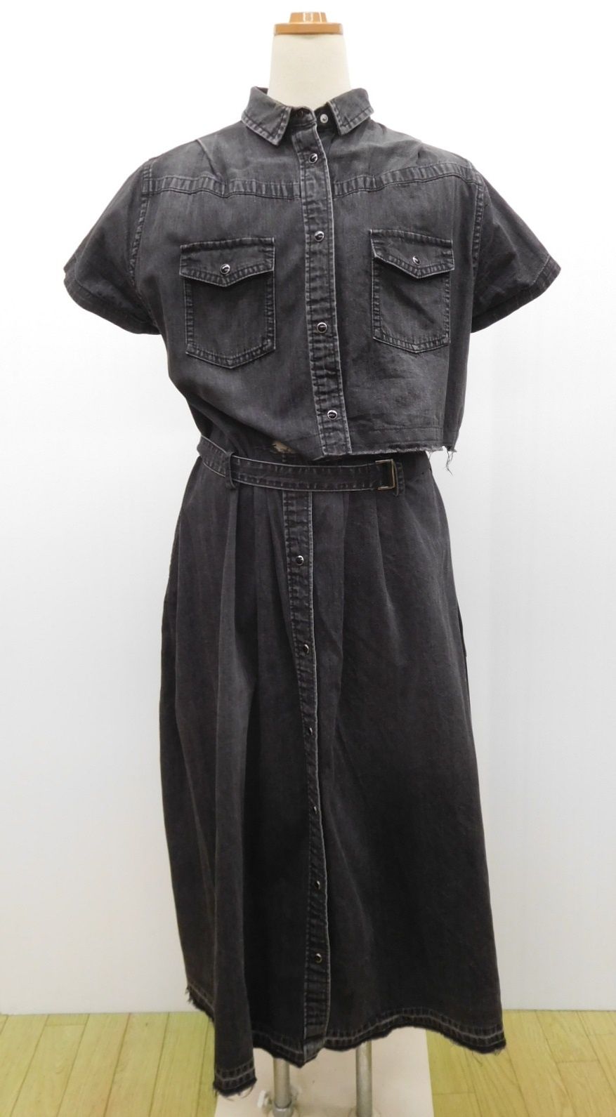 Sacai サカイ 半袖ワンピース 20-04930 ブラック コットン100％ size 3 囗T巛