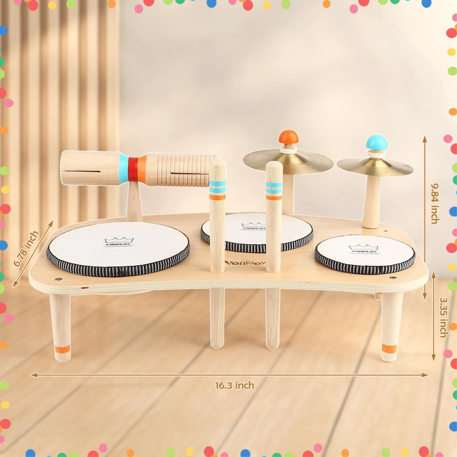 ドラムセット 子供 楽器 おもちゃ Vanplay 木のおもちゃ 打楽器 赤ちゃん 玩具 1 2 3 4 5 歳 プレゼント女の子 男の子
