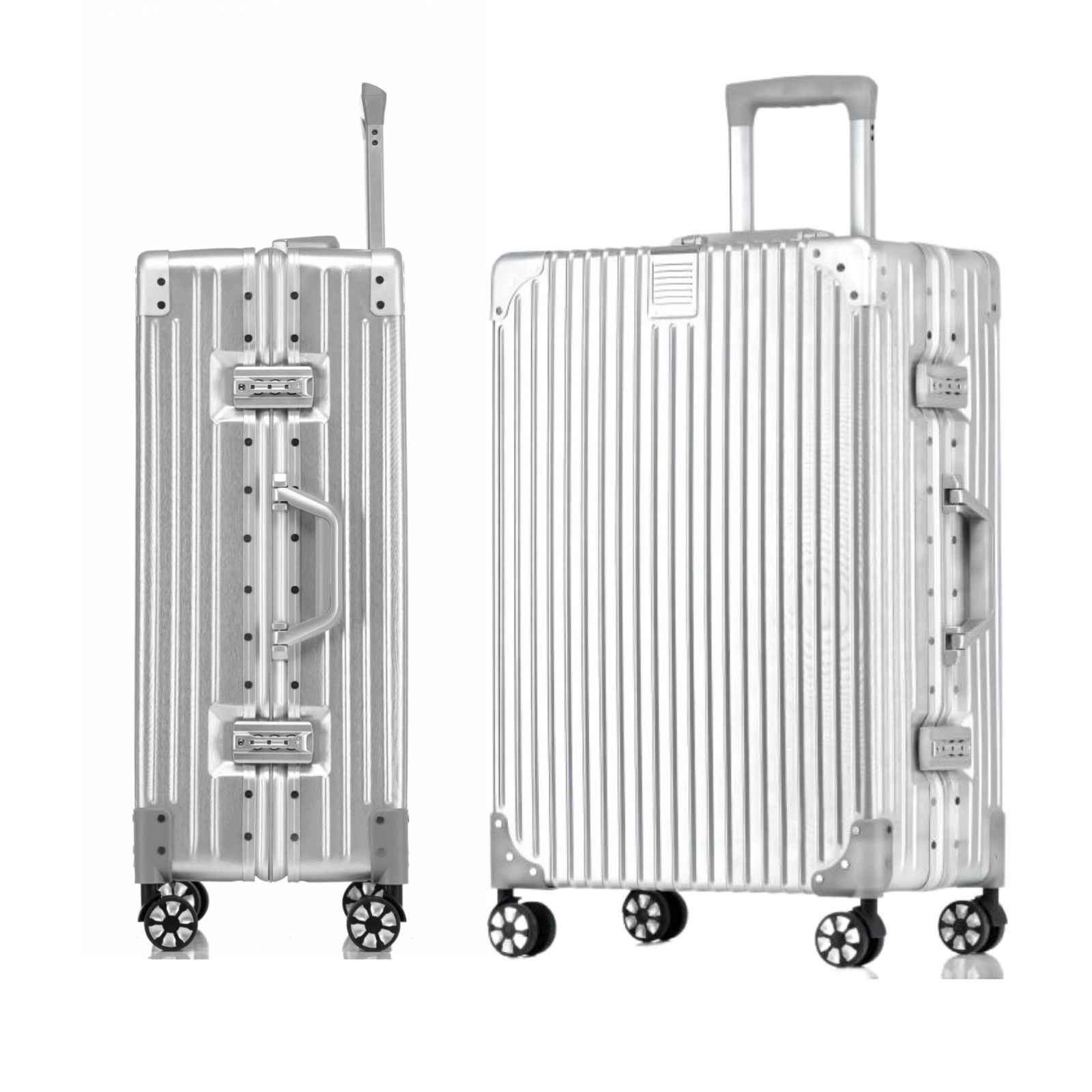 キャリーケース 超軽量 大容量 大型 キャリーバッグ シルバー アルミフレームタイプ 四角い 耐衝撃 TSAダイヤロック 機内持ち込み レトロ 360度回転 静音 スーツケース ダブルキャスター ビジネス 工場直売 旅行 出張 Mサイズ Wand
