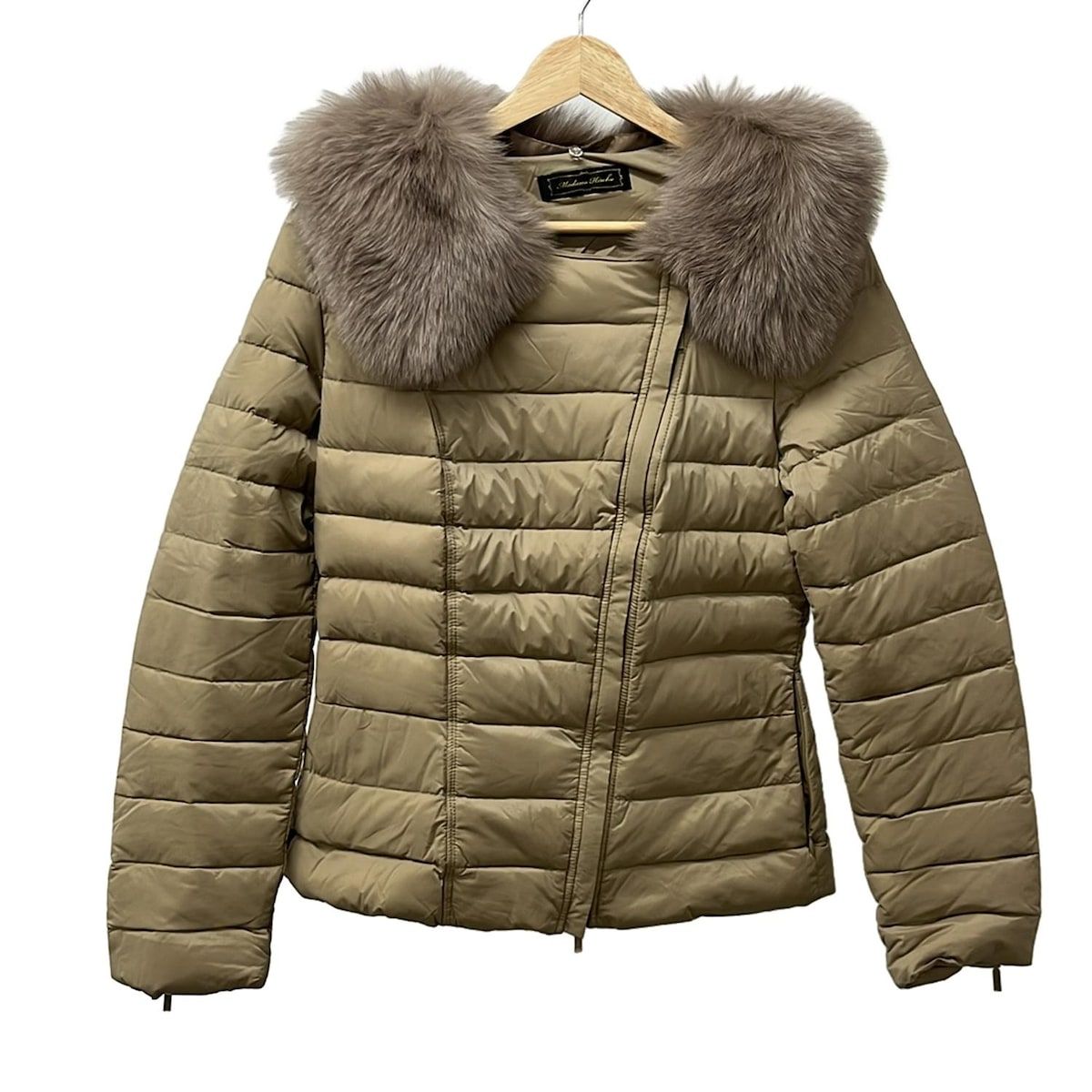 MADAME HIROKO マダムヒロコ ダウンジャケット サイズ13 AR M レディース - ベージュ 長袖 フォックスファー着脱可 冬