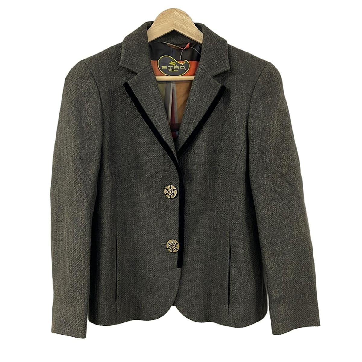 ETRO(エトロ) ジャケット サイズ40 M レディース - カーキ×黒 長袖/春