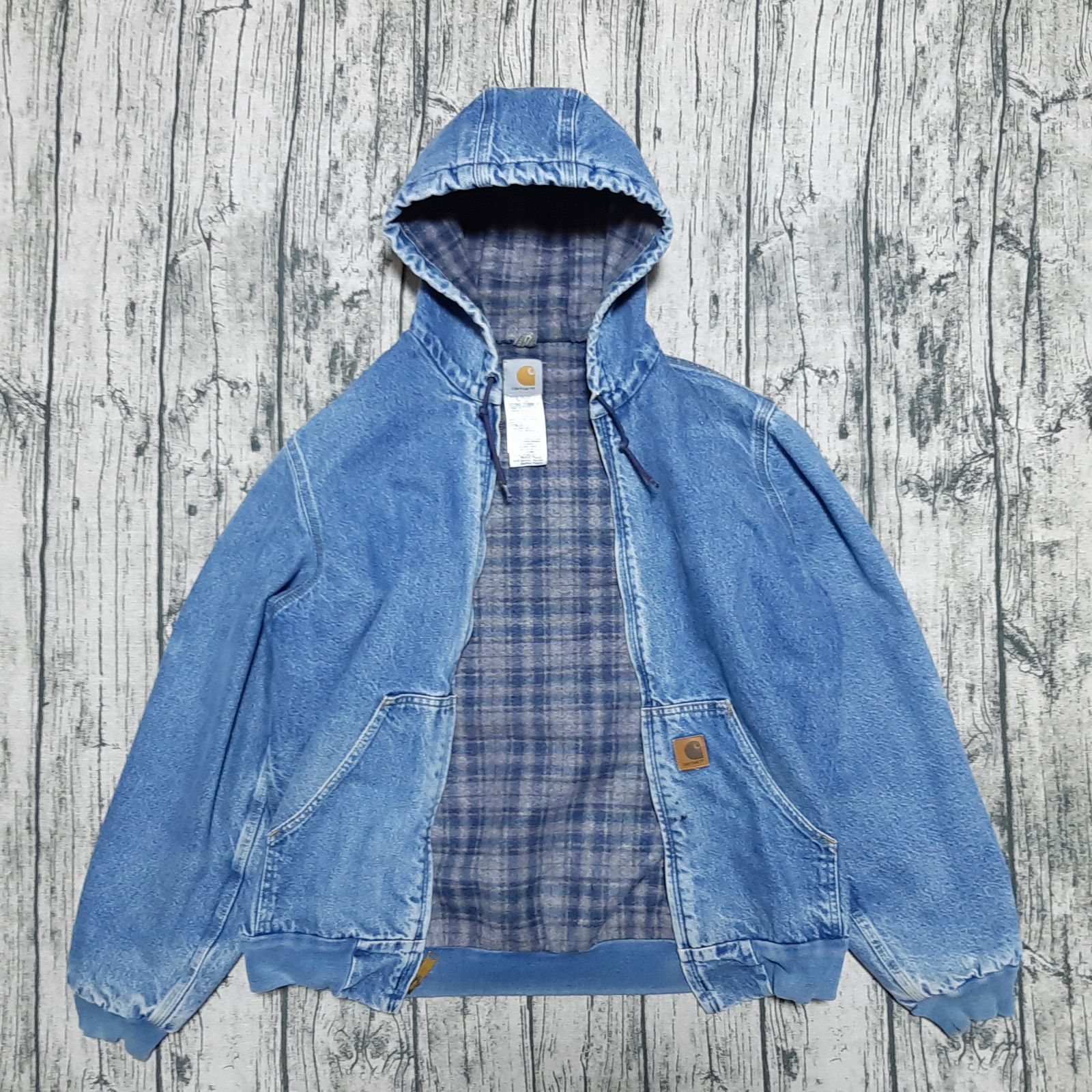 size M】Carhartt デニムアクティブジャケット レザーパッチ