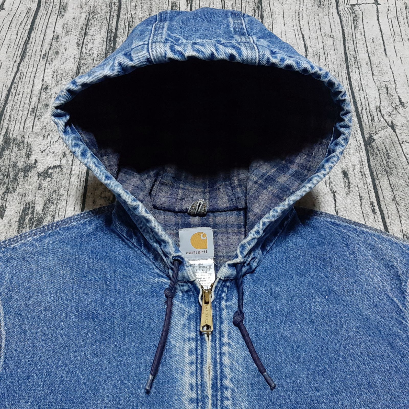 size M】Carhartt デニムアクティブジャケット レザーパッチ