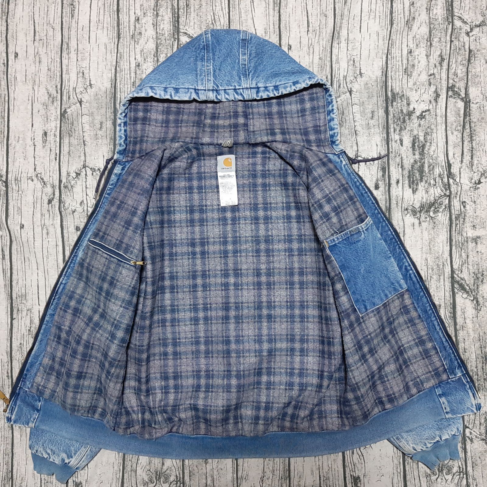 size M】Carhartt デニムアクティブジャケット レザーパッチ