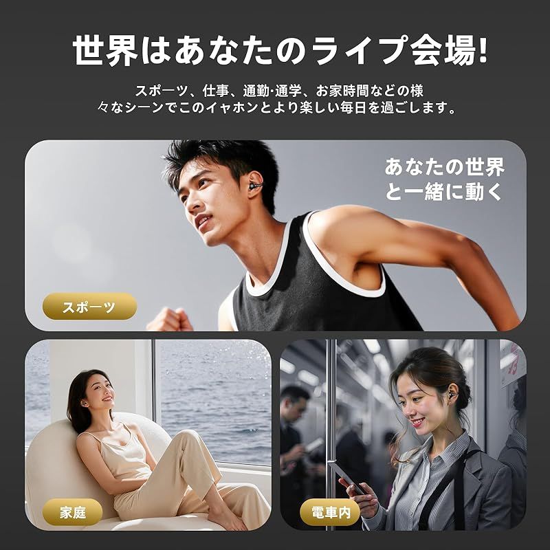  イヤホン bluetooth ワイヤレスイヤホン イヤーカフ Strcoij 空気伝導 耳挟み式 ぶるーとゅーす イヤフォン オープンイヤー Type-C急速充電 耳塞がず快適 数字LEDディスプレイ 落ちない 快適装着感 ランニング 0 防犯カメラ 防犯 セーフティ