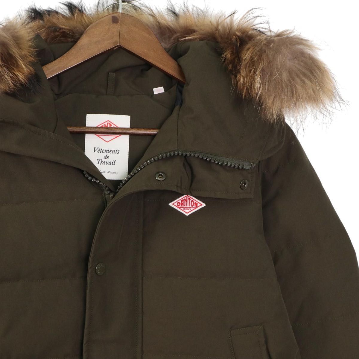 人気】DANTON ダントン ダウンジャケット 34 カーキ フェイクファー
