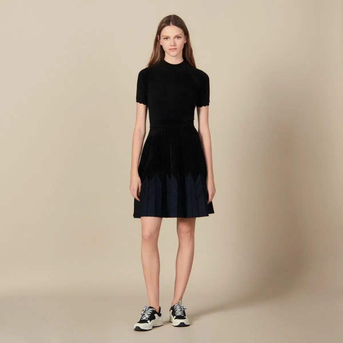 SANDRO サンドロ ニット フレア ONE PIECE 38サイズ - メルカリ