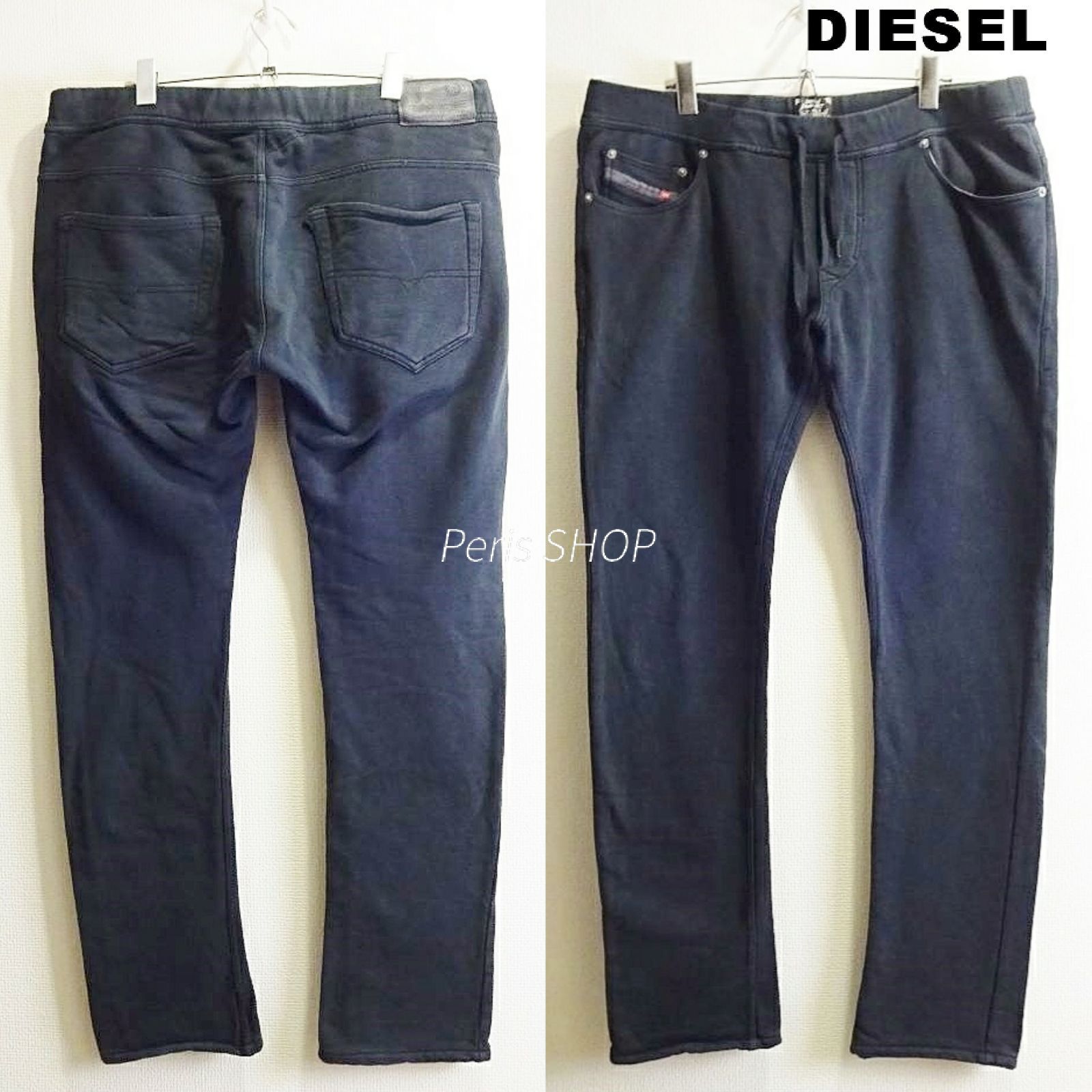 ビッグサイズ ディーゼル スウェットパンツ メンズXL相当 スリム 強ストレッチ ブラック トルコ製 DIESEL