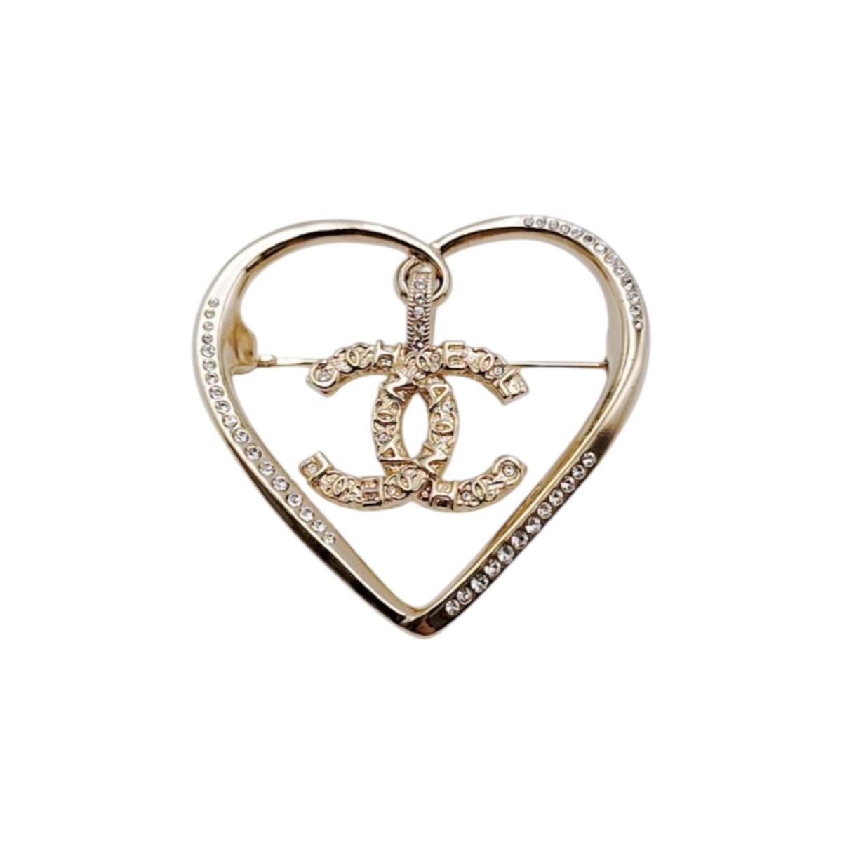 シャネル AB 6004 ココマークハート ハート メタル ブローチ CHANEL ゴールド