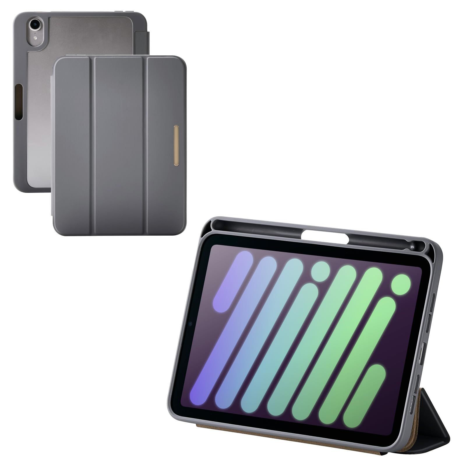 iPad mini Pro mini（第6世代）用 チャコールグレー ソフトレザー2WAY
