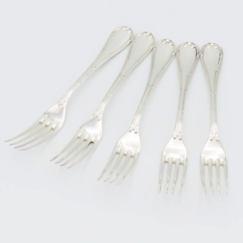 M 02 k 002 Christofle Rubans クリストフル リュバン シルバープレート デザートフォーク カトラリー 5点セット