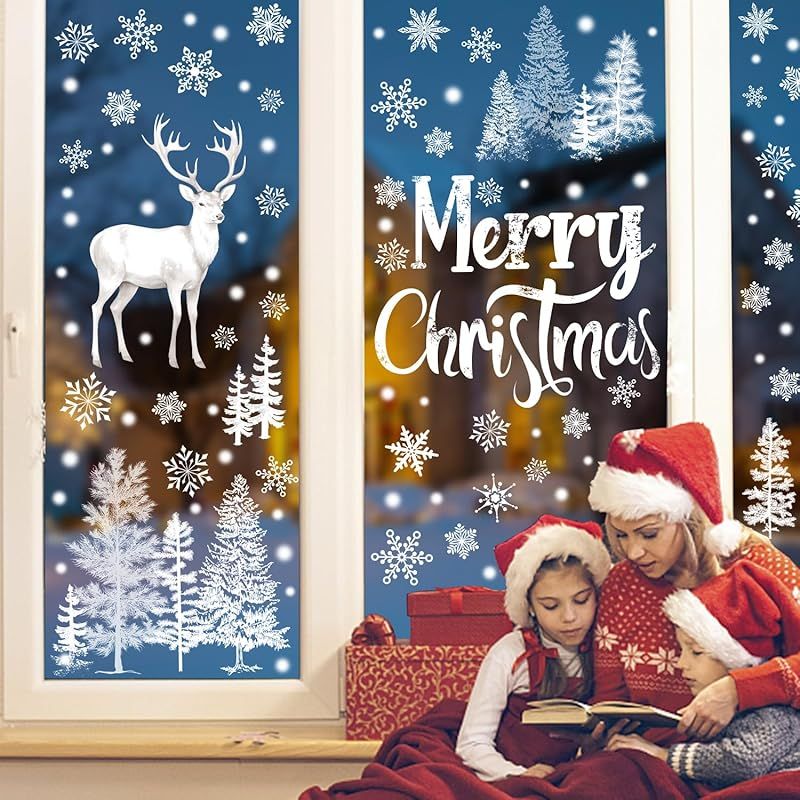 FINGOOO クリスマス ステッカー 窓 シール 飾り ジェル 9枚 21×28CM