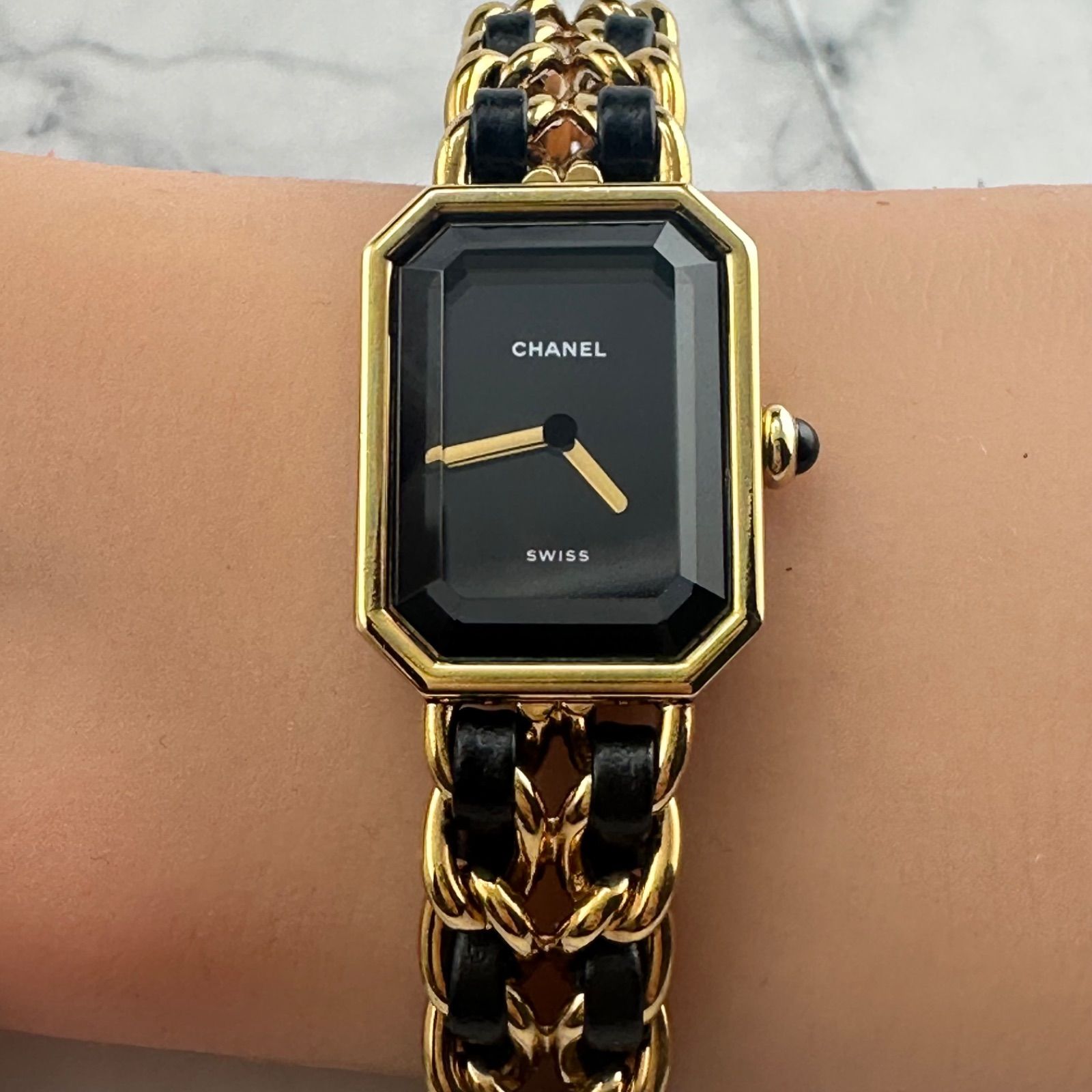 シャネル CHANEL プルミエール L 腕時計 ブラック文字盤 ゴールド