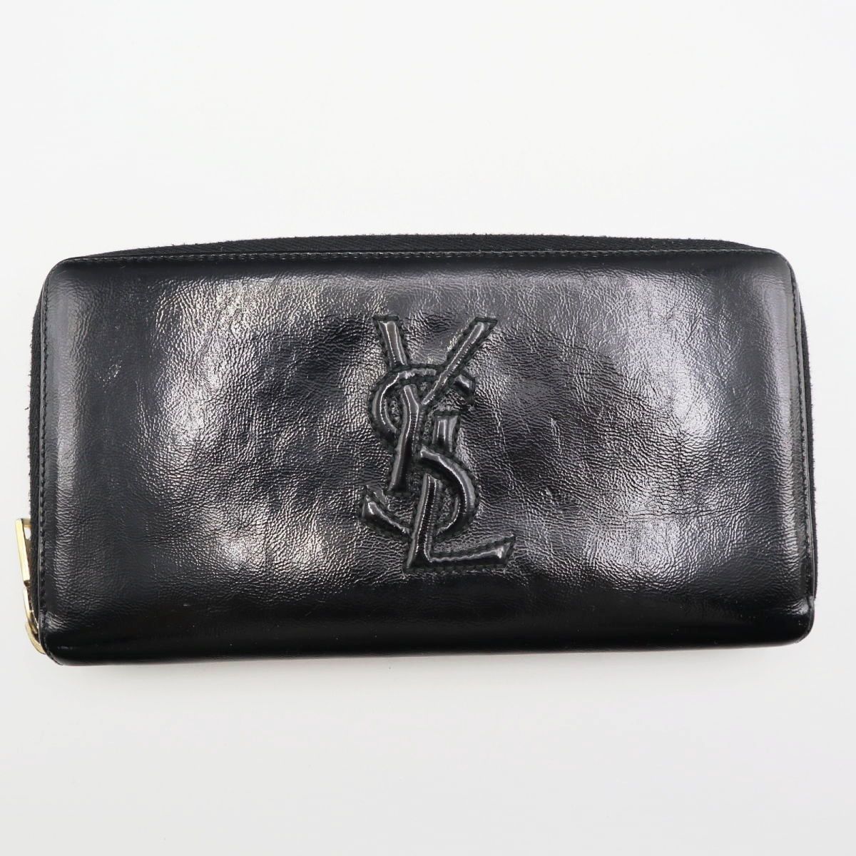 YVESSAINTLAURENT イヴサンローラン YSLロゴ パテントレザー ラウンド