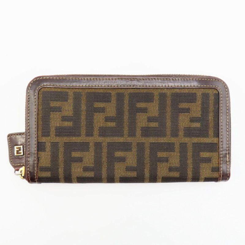 K07-k008 FENDI フェンディ ズッカ キャンバス/レザ― ラウンド