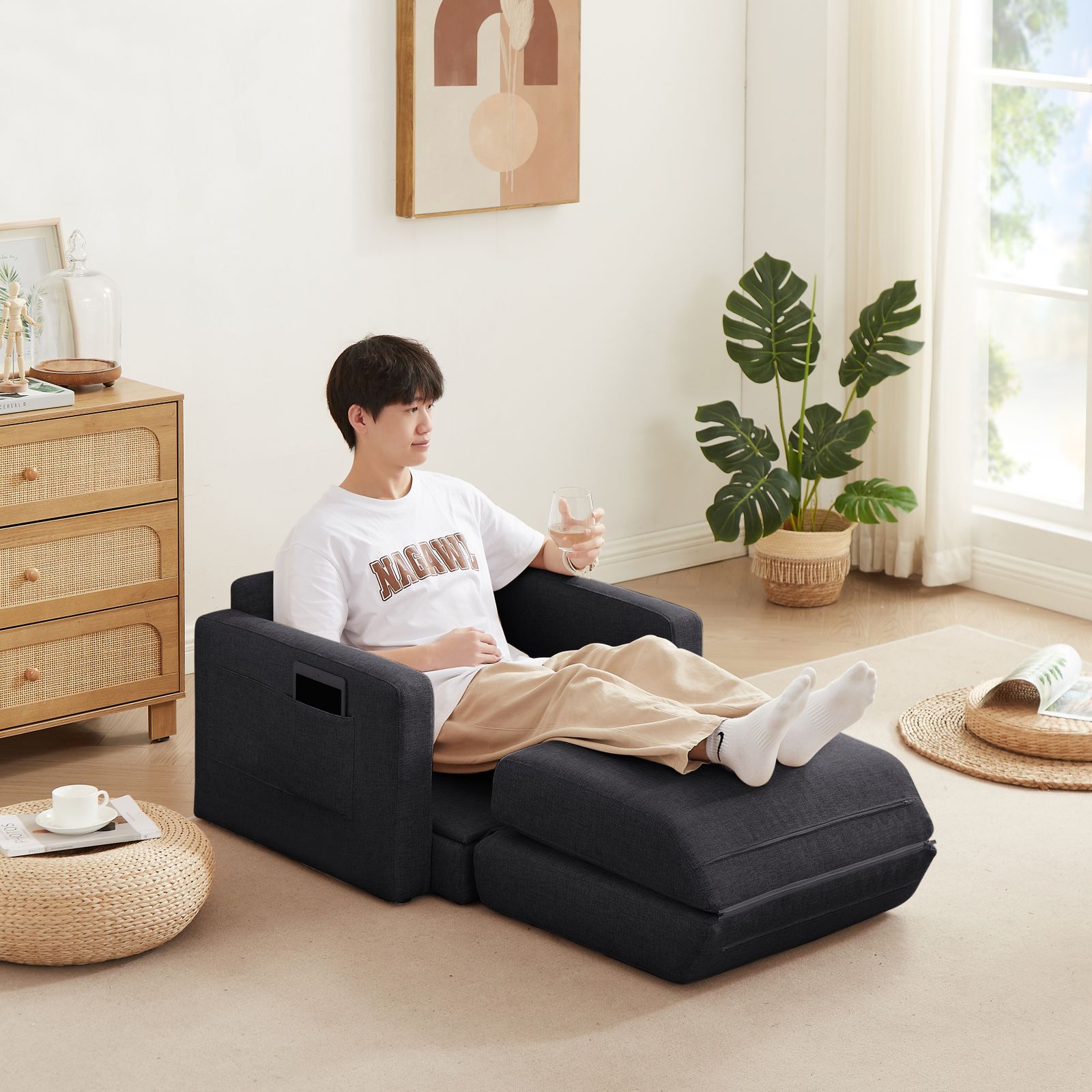 ソファーベッド 折りたたみベッド ローソファー シングルソファー