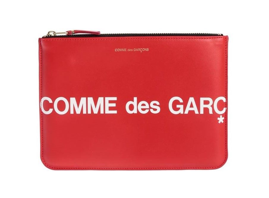 COMME des GARCONS WALLET Huge Logo スムースレザー ラージポーチ Red