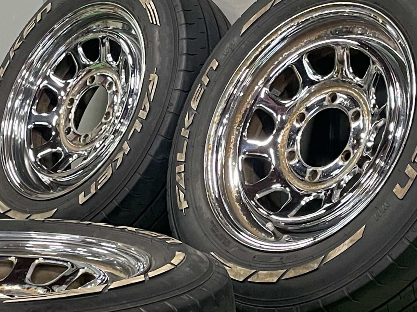 ︎ メッキホイール AWC 16 in 7 J 37 PCD 139 ファルケン W 11 215 65 R ハイエース レジアスエース キャラバン ホワイトレター