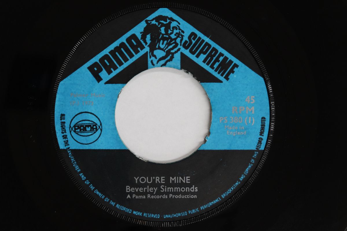 英7” Beverley Simmonds Youre Mine / What A Guy PS380 PAMA RECORDS