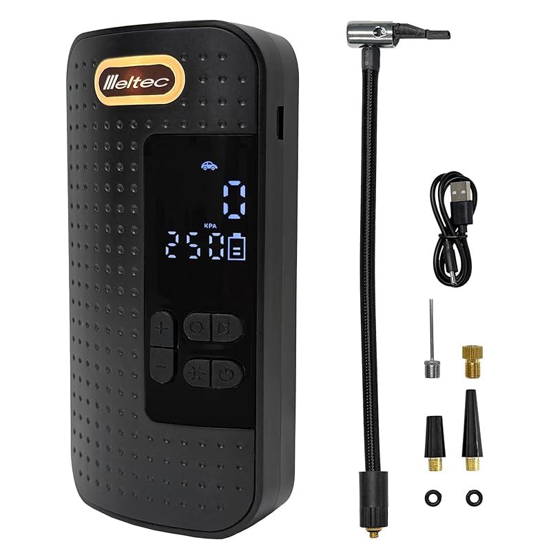 メルテック Meltec 充電式エアーコンプレッサー 片手でラクラク LEDライト付き ノズル5種類付属 ML 290