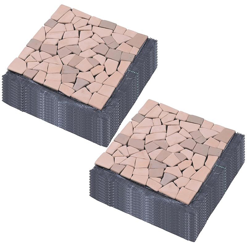 ガーデンマスター Gardenmaster ガーデンタイル テラコッタマット セット 防草シート付 防草マット レンガ調 雑草対策 簡単設置 玄関タイル 敷石 ベランダ テラス BTM 30 BS MX 1 P 20