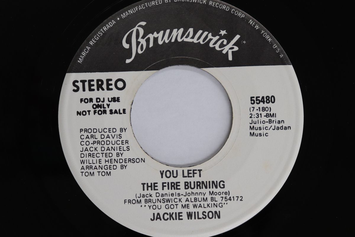 レコード 米7” Jackie Wilson You Left The Fire Burning 55480PROMO