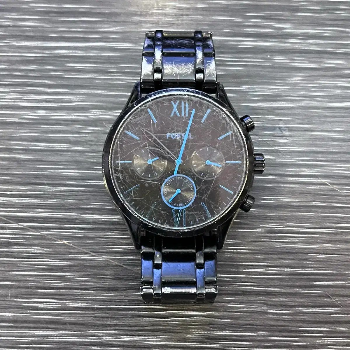 メンズ FOSSIL フォッシル 黒 メタル 時計
