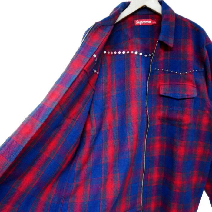 Supreme 国内正規 25AW 25FW Studded Shadow Plaid Zip Up Shirt