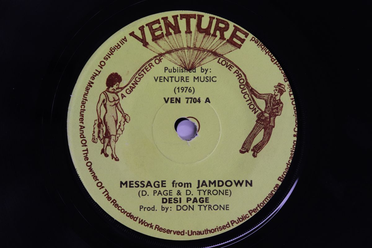 英7 Desi Page Message From Jamdown Received VEN 7704 VENTURE RECORDS 00080