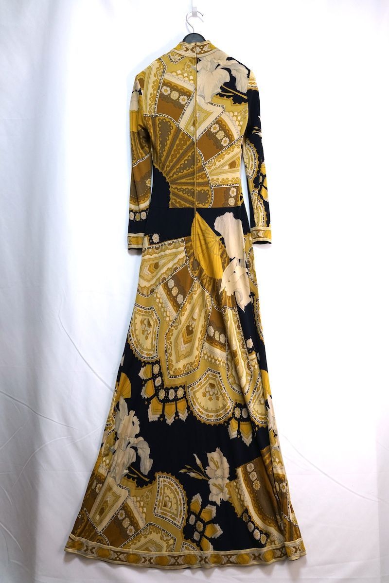 LEONARD レオナール 総柄 シルク ニット ハイニット ワンピース ロング