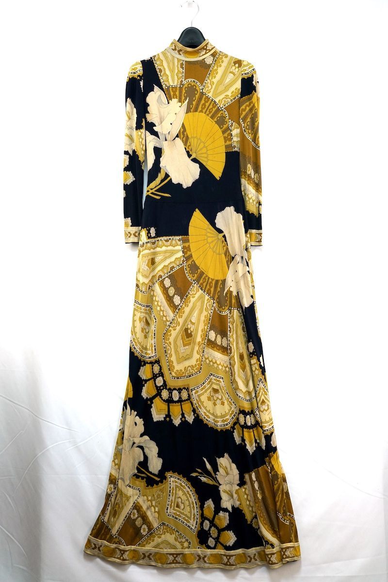 LEONARD レオナール 総柄 シルク ニット ハイニット ワンピース ロング