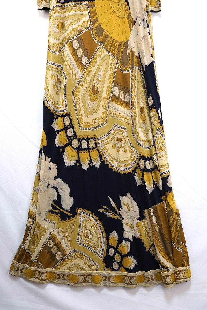 LEONARD レオナール 総柄 シルク ニット ハイニット ワンピース ロング