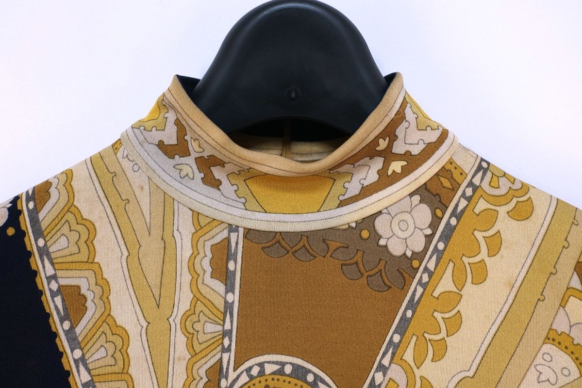 LEONARD レオナール 総柄 シルク ニット ハイニット ワンピース ロング