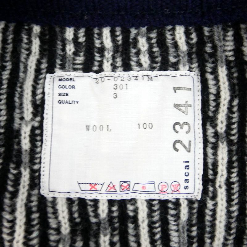 sacai×Dr.Woo サカイ 国内正規 20AW ライダースニット ジップニット