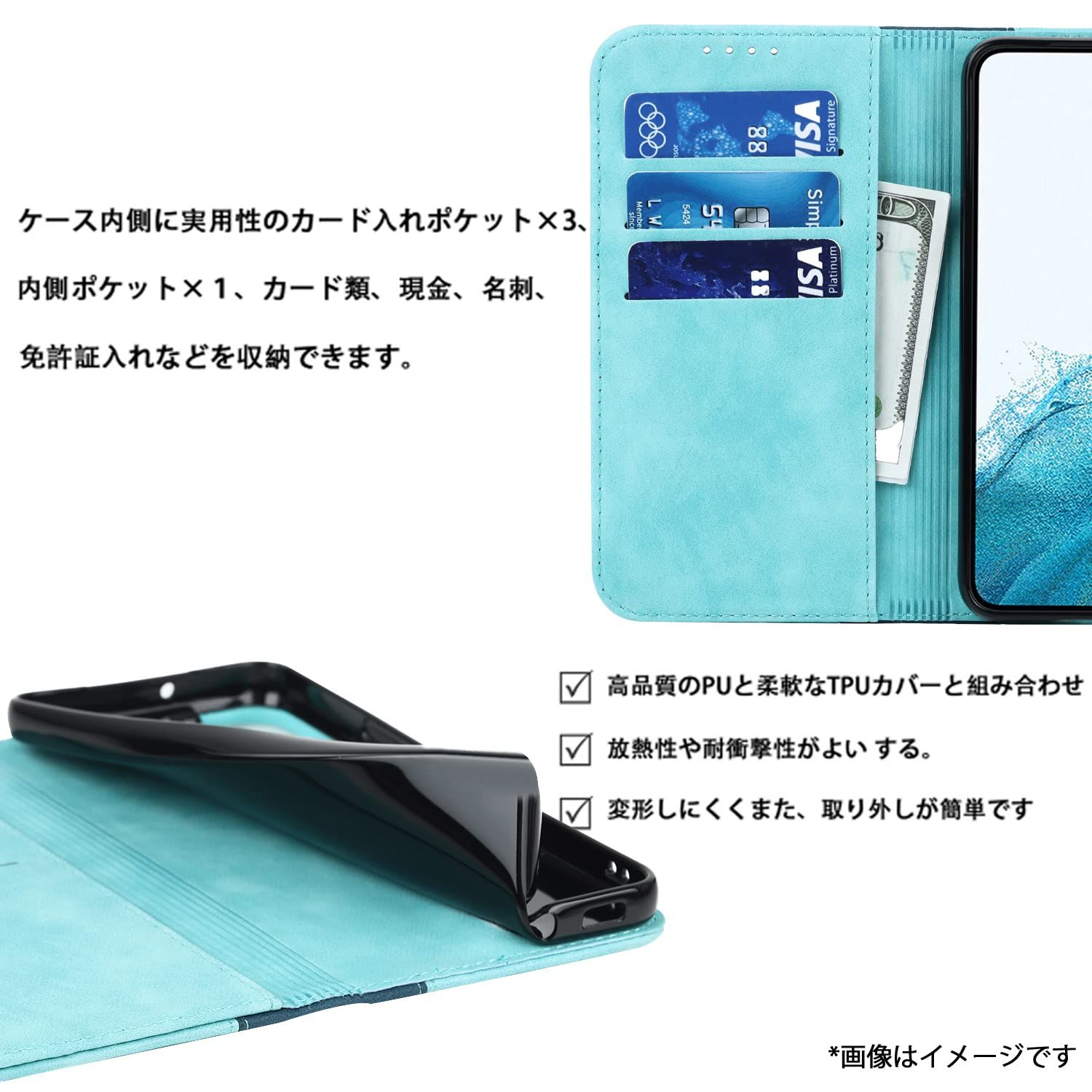 【特価セール】富士通 Fujitsu docomo be4+ BZ02 カバー 耐衝撃 手帳型 ケース カード収納 ケース f-41b Arrows スタンド機能 Arrows Plus フェイクレザー-ライトブルー+ダークブルー Be4 Ｈａｖａｙａ