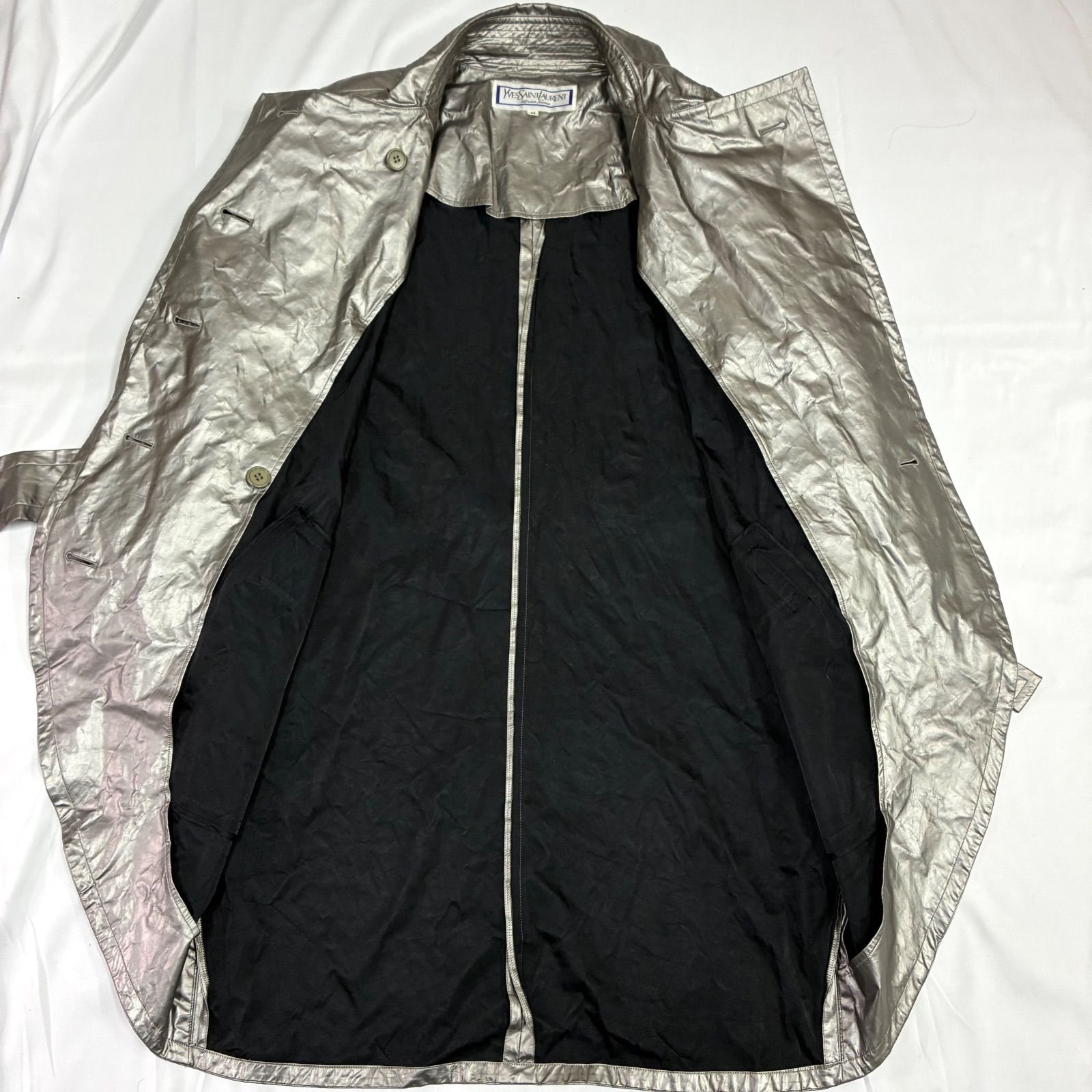 イヴ・サンローラン メタリック トレンチコート YSL Mサイズ Yves Saint Laurent イヴ・サンローラン メタリック トレンチコート
