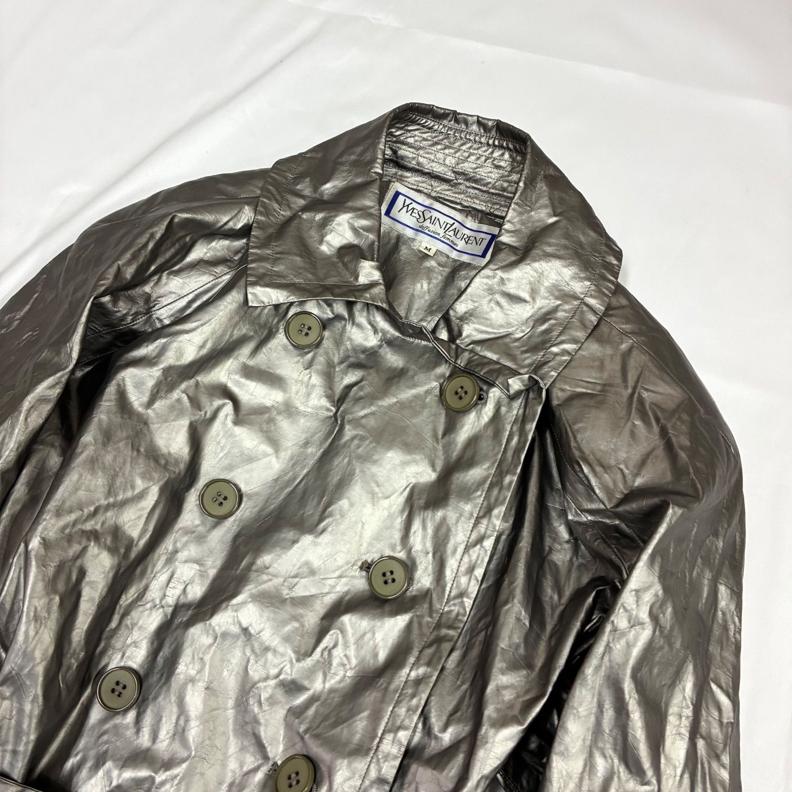 Yves Saint Laurent イヴ・サンローラン メタリック トレンチコート