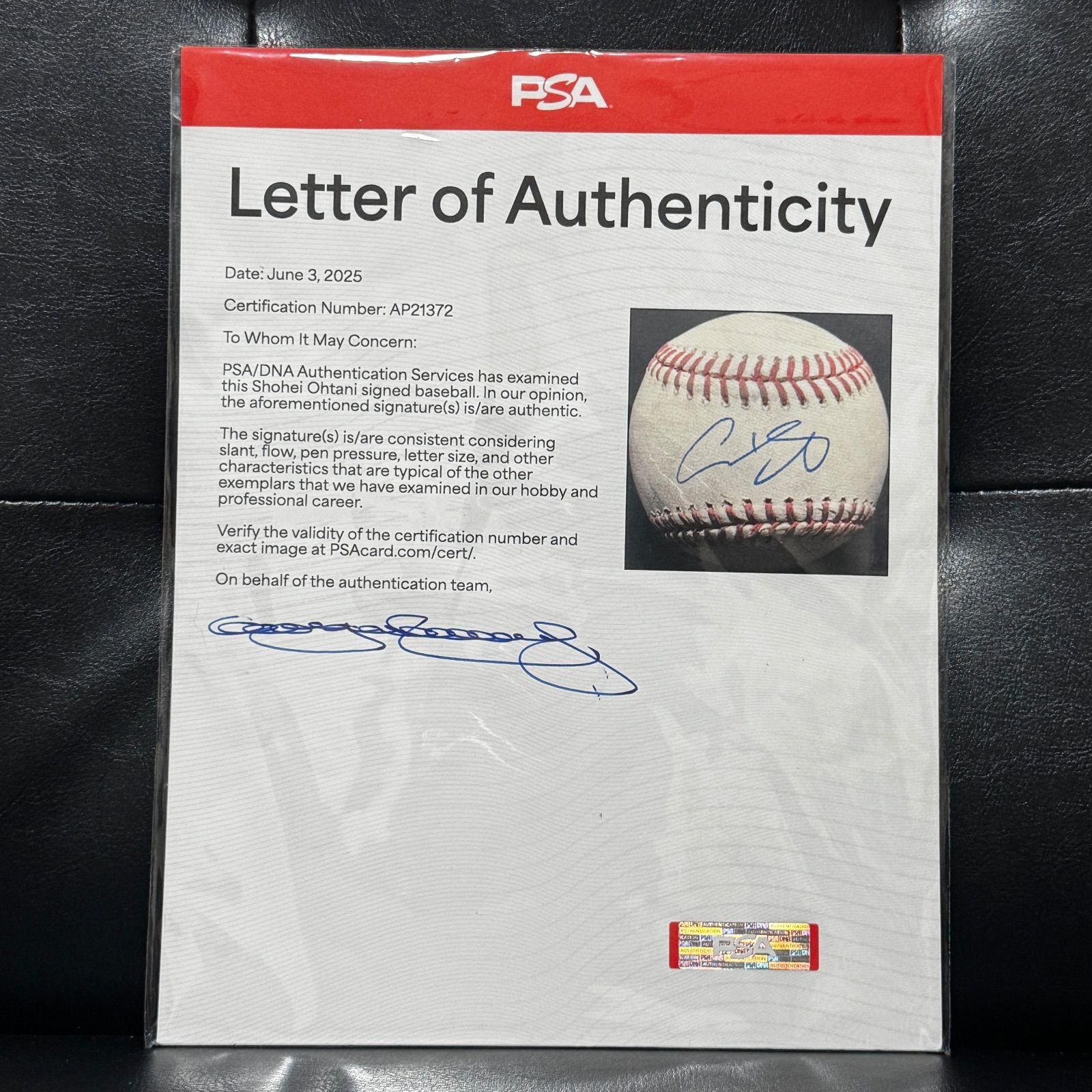 大谷翔平 直筆サイン ボール PSA DNA ホログラム 2024年 実使用球